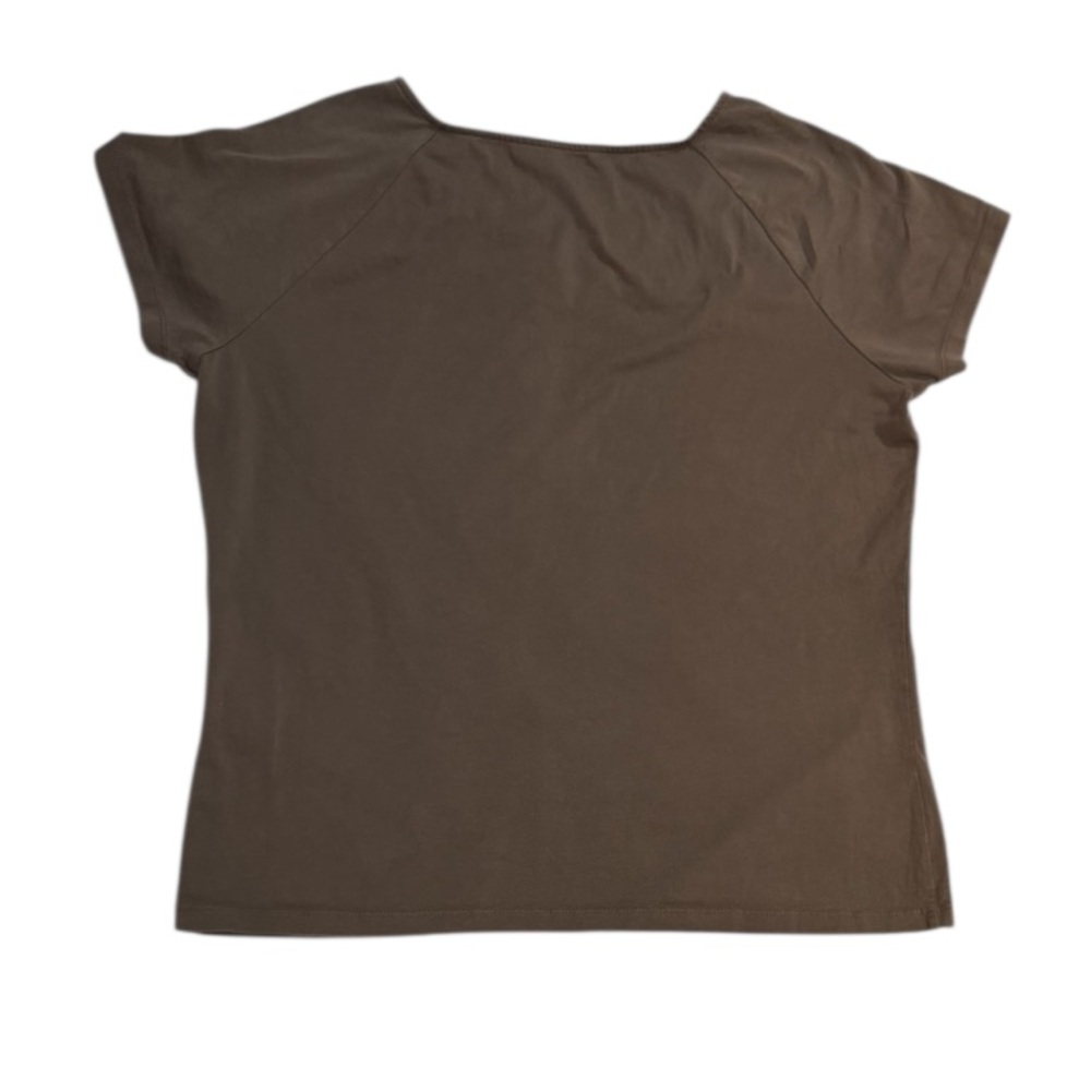 Talbots Womens Brown Short Sleeve Lace Detail Top Size Large - Picture 3 of 3